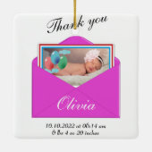 Dank u Geboorte Aankondiging foto Keramisch Ornament (Achterkant)