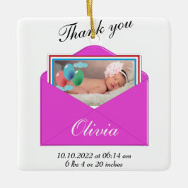 Dank u Geboorte Aankondiging foto Keramisch Ornament