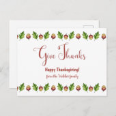 Dank U Geef Gelukkig Thanksgiving Aanpasbaar Briefkaart (Voorkant / Achterkant)