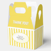 Dank u geel / wit strepen patroon bedankdoosjes (Geopend)