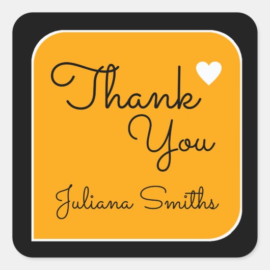 dank u / gele bedankt vierkante sticker (Voorkant)