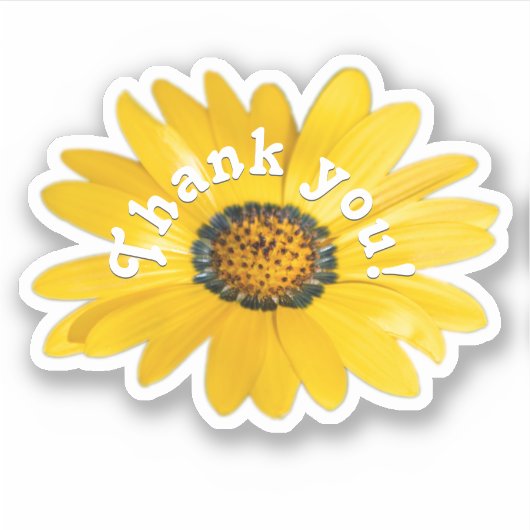 Dank u gele bloesem sticker (Voorkant)