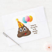 Dank u Gele Feestpoep Emoji Verjaardags Stickers (Envelop)