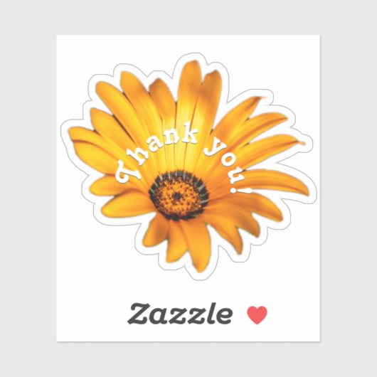 Dank u gele oranje bloesem sticker (Vel)