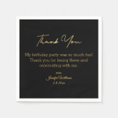 Dank u Gelukkige Verjaardag Zwart Gouden Minimaal  Servet (Voorkant)