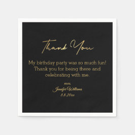 Dank u Gelukkige Verjaardag Zwart Gouden Minimaal  Servet