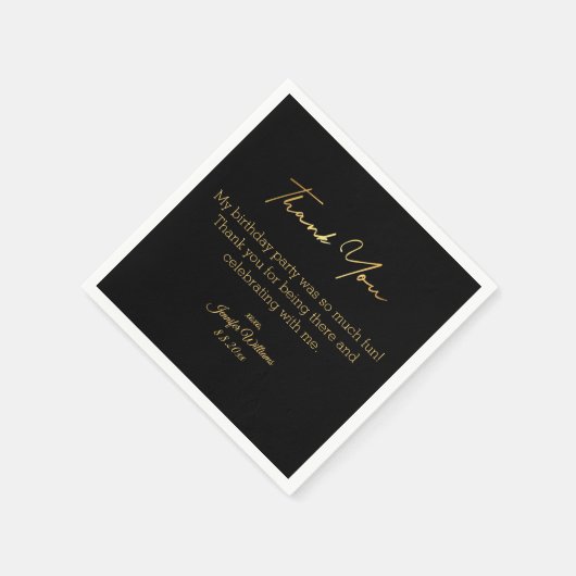 Dank u Gelukkige Verjaardag Zwart Gouden Minimaal Servet (Hoek)