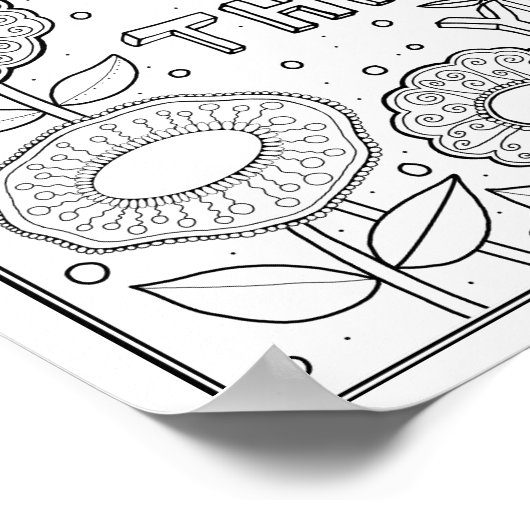 Dank u Gem Flowers Kleurplaat Art Poster (Hoek)