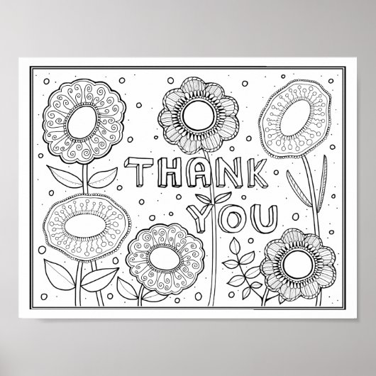 Dank u Gem Flowers Kleurplaat Art Poster (Voorkant)