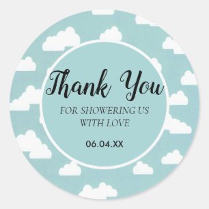 Dank u Genderneutraal baby shower Wolken Sky Ronde Sticker