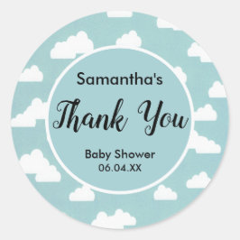 Dank u Genderneutraal baby shower Wolken Sky Ronde Sticker