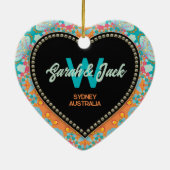 Dank u Geo Design Mix Aqua Roze Oranje Hart Keramisch Ornament (Achterkant)