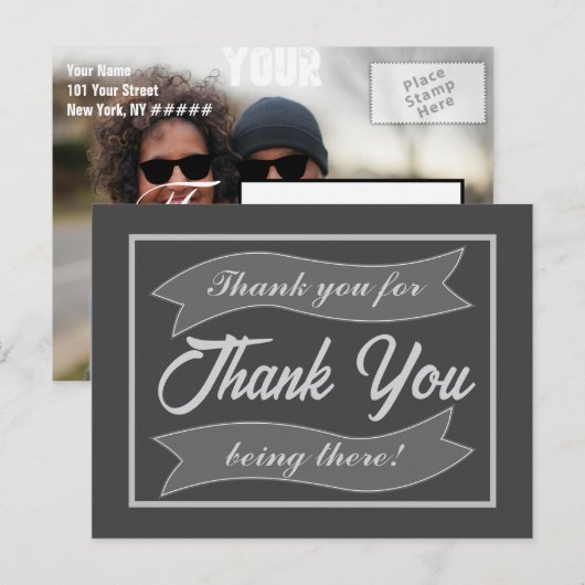 Dank u gepersonaliseerde foto feestdagenkaart (Voorkant / Achterkant)