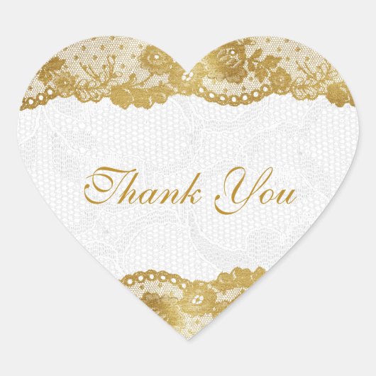 Dank u gepersonaliseerde Golden White Lace Sticker (Voorkant)