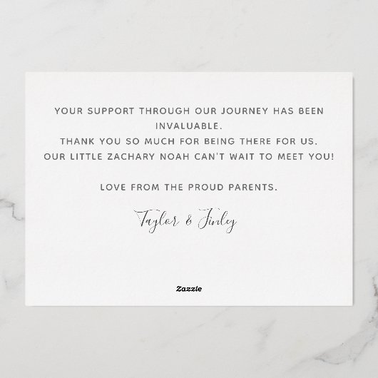 Dank u Gepersonaliseerde Kaart van de Aankondiging (Achterkant)