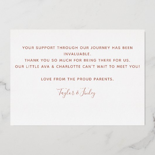 Dank u Gepersonaliseerde Kaart van de Aankondiging (Achterkant)