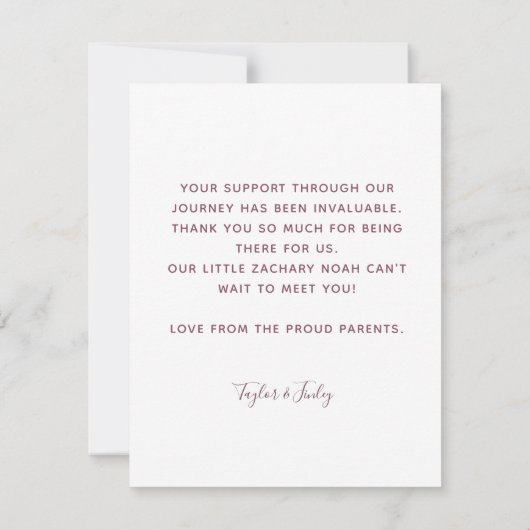 Dank u Gepersonaliseerde Kaart van de Aankondiging (Achterkant)