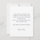 Dank u Gepersonaliseerde Kaart van de Aankondiging (Achterkant)