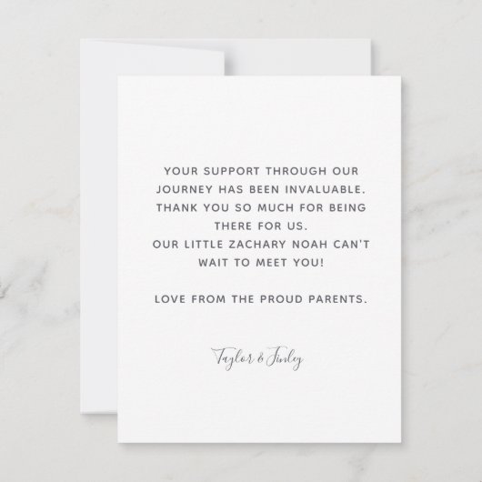 Dank u Gepersonaliseerde Kaart van de Aankondiging (Achterkant)