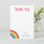 Dank u gepersonaliseerde Rainbow Kinder partij Bedankkaart (Staand voorkant)