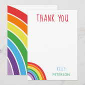 Dank u gepersonaliseerde Rainbow Kinder partij Bedankkaart (Voorkant / Achterkant)