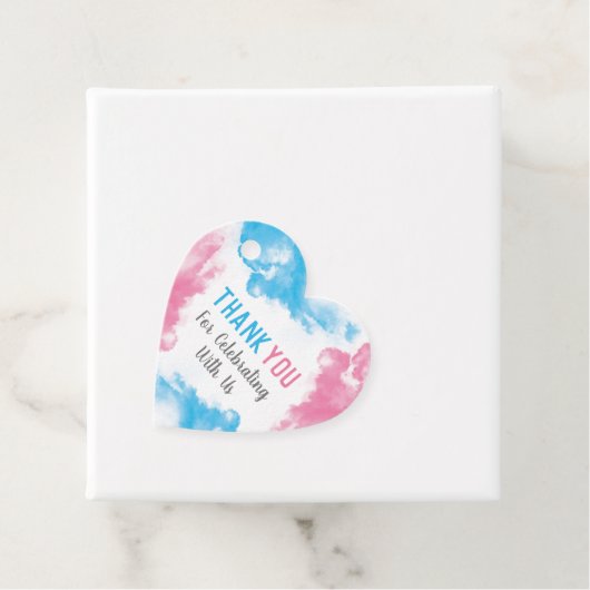Dank u Geslacht onthullen Blauwe en Roze Rookbom Bedankjes Labels (In situ)