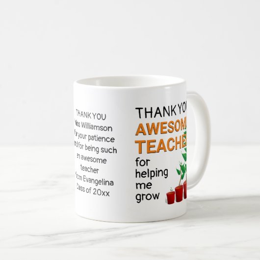 Dank u Geweldige leraar Koffiemok (Voorkant rechts)