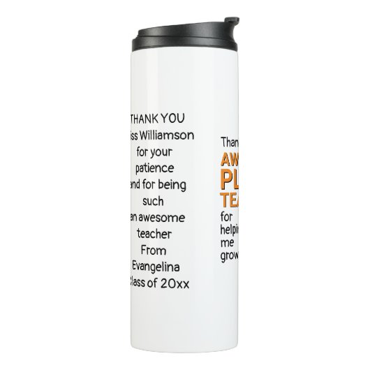 Dank u Geweldige leraar Thermosbeker (Gedraaid links)