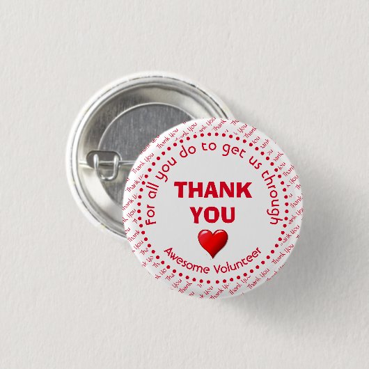 DANK U Geweldige vrijwilliger Ronde Button 3,2 Cm (Voorkant /achterkant)