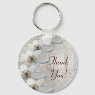 Dank u Gift - de het Witte Kant en Bloemen van het Sleutelhanger