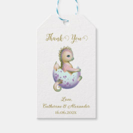 Dank u Gift Label met schattig baby showers draak. Cadeaulabel