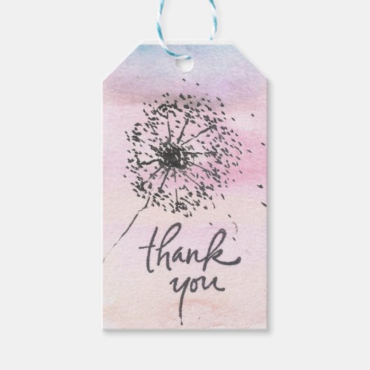 Dank u Gift Labels, Art Print, Paardenbloem kunst Cadeaulabel (Voorkant)