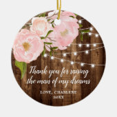 Dank u Gift Ouders van de Groom Gepersonaliseerd Keramisch Ornament (Voorkant)