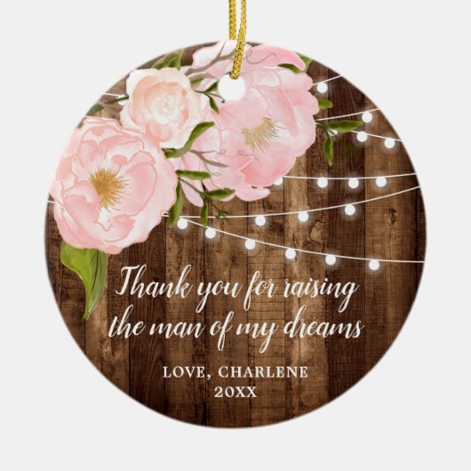 Dank u Gift Ouders van de Groom Gepersonaliseerd Keramisch Ornament (Voorkant)