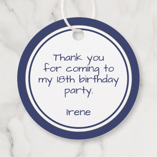 Dank u: Gingham controleert patroon marine blauw/w Bedankjes Labels (Achterkant)