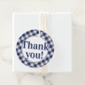 Dank u: Gingham controleert patroon marine blauw/w Bedankjes Labels (In situ)