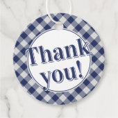 Dank u: Gingham controleert patroon marine blauw/w Bedankjes Labels (Voorkant)