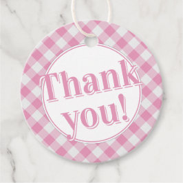 Dank u: Gingham controleert patroon - roze/wit Bedankjes Labels