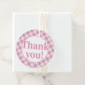 Dank u: Gingham controleert patroon - roze/wit Bedankjes Labels (In situ)