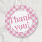 Dank u: Gingham controleert patroon - roze/wit Bedankjes Labels (Voorkant)