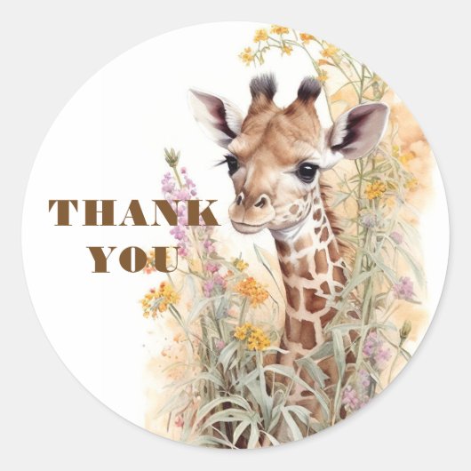 Dank u Giraffe Ronde Sticker (Voorkant)
