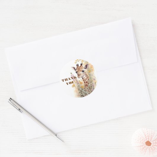 Dank u Giraffe Ronde Sticker (Envelop)