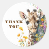 Dank u Giraffe Ronde Sticker (Voorkant)