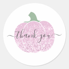 Dank u glam glitter roze pompoen glanzend ronde sticker