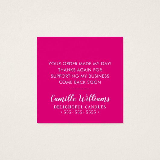 DANK U glam luxe faux gouden folie splash heet roz Vierkante Visitekaartjes (Achterkant)