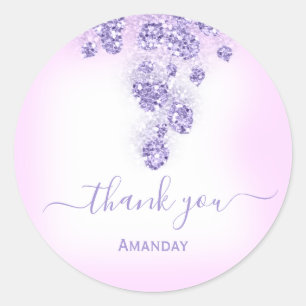 Dank U Glitter Bruidsfeest 16e Pink Paars Ronde Sticker