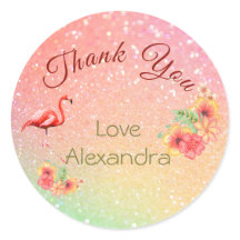 Dank u Glitter Flamingo Tropical Floral