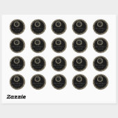 Dank U Glitter Monogram 16e Zwart Goud Bruids Ronde Sticker (Vel)
