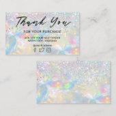Dank u Glitter Opal kortingskaart Visitekaartje (Voorkant / Achterkant)