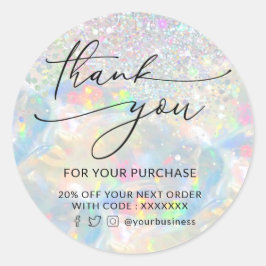 Dank u Glitter Opal Ronde Sticker